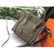 Imitation Celine Luggage Nano Bag in Original Grained Leather Light Gray