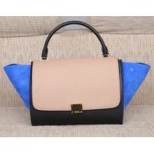 Imitation Celine Trapeze Bag Top Handle All Leather Bag Apricot&Blue&black UK