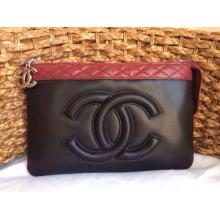 Imitation Chanel Calfskin Leather CC Clutch Bag Black Dallas 2014