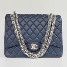 Imitation Chanel Classic Flap bags Blue Handbag Lambskin Price