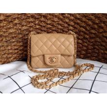 Imitation Chanel Lambskin Leather Classic Double Flap Shoulder Bag Apricot