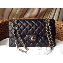 Imitation Chanel Lambskin Leather Classic Double Flap Shoulder Bag Black