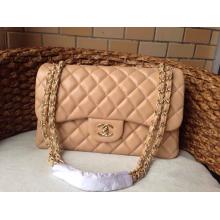 Imitation Chanel Lambskin Leather Classic Double Flap Shoulder Bag Nude