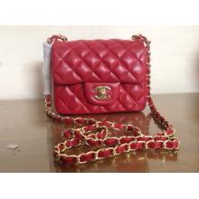 Imitation Chanel Lambskin Leather Classic Double Flap Shoulder Bag Red