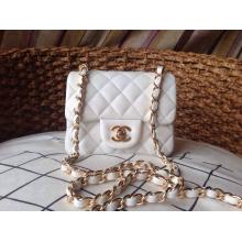 Imitation Chanel Lambskin Leather Classic Double Flap Shoulder Bag White