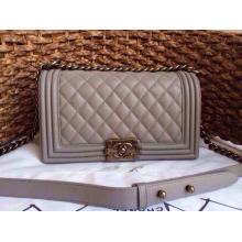 Imitation Chanel Le Boy Clemence Leather Flap Shoulder Bag Gray