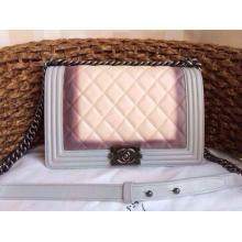 Imitation Chanel Le Boy Faded Ombre Flap Shoulder Bag Nude Pink&Gray