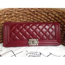 Imitation Chanel Leather Le Boy Clutch Shoulder Bag Date Red