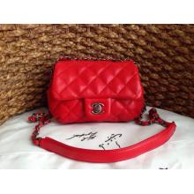 Imitation Chanel Quilted Leather Flap Shoulder Mini Bag Red