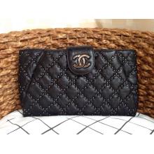 Imitation Chanel Studded Clutch CC Tab with Removable Chain Shoulder Bag Black 2014