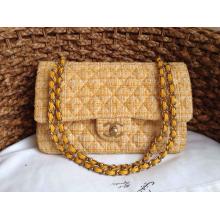 Imitation Chanel Tweed Classic Double Flap Shoulder Bag Yellow