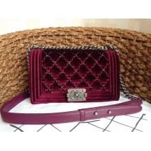 Imitation Chanel Velvet Le Boy Large Stitch Flap Bag Red 2014