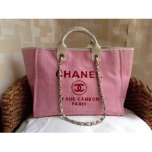 Imitation Cheap Chanel Deauville Canvas Tote Bag Pink Cruise 2014 US