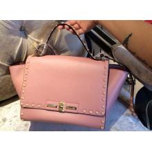 Imitation Cheap Valentino Rockstud Leather Flap Shoulder Tote Bag 00880 Pink