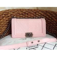 Imitation Designer Chanel Le Boy With Herringbone Chevron Stitching Flap Shoulder Bag Pink