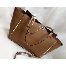 Imitation Designer Valentino Rockstud Shopping Bag Caramel at USA