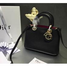 Imitation Dior Calfskin Diorissimo Mini Bag Black/Fushia