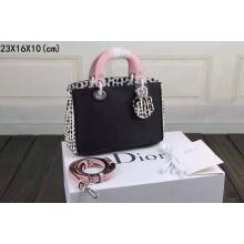 Imitation Dior Calfskin Diorissimo Mini Bag Black/Pink/Leopard