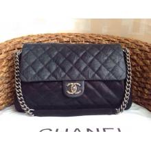 Imitation Fashion Chanel Quilted Leather Patchwork with Studded CC Logo Flap Bag Black