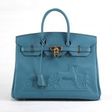 Imitation Hermes Birkin Ladies Cow Leather Blue