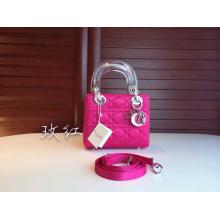 Imitation Lady Dior Bag Fushia with Resin Handle 2014