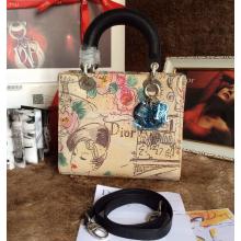 Imitation Lady Dior Graffiti Deerskin Leather Bag