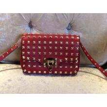 Imitation Valentino Rockstud All Over Finish Studs Chain Flap Shoulder Bag Red with Gold