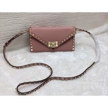 Imitation Valentino Vintage Envelope Rockstud Cross Body Wallet Clutch Bag Pink 2015