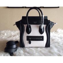 Knockoff AAA Celine Luggage Nano Bag in Original Grained Leather White&Black