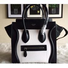 Knockoff Celine Luggage Micro Bag in Original Grained Leather White&Black