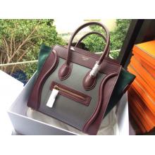 Knockoff Celine Luggage Micro Bag in Original Leather Gray&Wine&Green