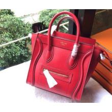 Knockoff Celine Luggage Micro Bag in Original Leather Red