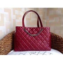 Knockoff Chanel Calfskin Shopping Tote Bag with Chanel Nameplate Red Fall 2014