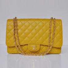 Knockoff Chanel Classic Flap bags Yellow Cow Leather Handbag Sale