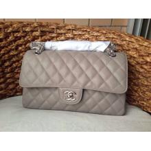 Knockoff Chanel Clemence Leather Classic Double Flap Shoulder Bag Gray