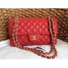 Knockoff Chanel Clemence Leather Classic Double Flap Shoulder Bag Red