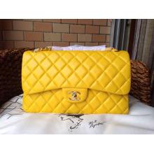 Knockoff Chanel Lambskin Leather Classic Double Flap Shoulder Bag Yellow