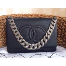 Knockoff Chanel New WOC Leather Wallet On Chain Bag Black 2014