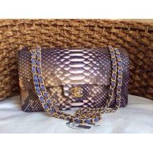 Knockoff Chanel Python Leather Classic 2.55 Flap Bag Purple&White