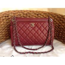 Knockoff Chanel Quilted Leather Flap Shoulder Bag 2014 Date Red