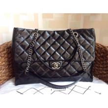 Knockoff Chanel Quilted Leather Shopping Shoulder Tote Bag Black