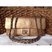 Knockoff Hot Chanel Iconic Symbols Embossed Classic Flap Shoulder Bag Gold