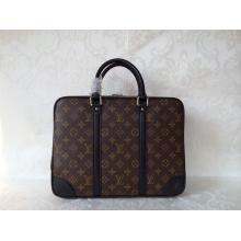 Knockoff Louis Vuitton Porte Documents Voyage Briefcase Monogram Macassar Canvas M40225 Mens Small Business Bag Gray/Black 2014