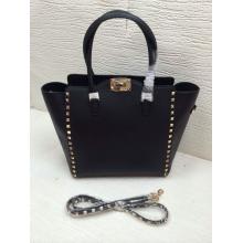 Knockoff Valentino Rockstud Double Handle Tote Bag Black with Gold