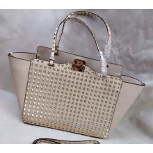 Luxury Valentino All Over Rockstud Shopping Bag White