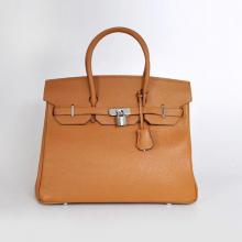 Replica Birkin Coffee Cow Leather Handbag