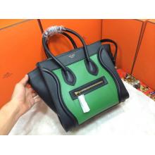 Replica Celine Luggage Micro Bag in Original Leather Green&Black