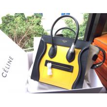 Replica Celine Luggage Micro Bag in Original Leather Yellow&Black&White