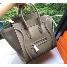 Replica Celine Luggage Mini Bag in Original Grained Leather Light Gray