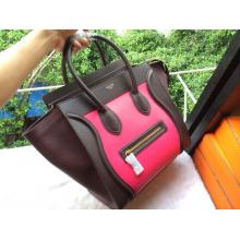 Replica Celine Luggage Mini Bag in Original Leather Fuchsia&Coffee